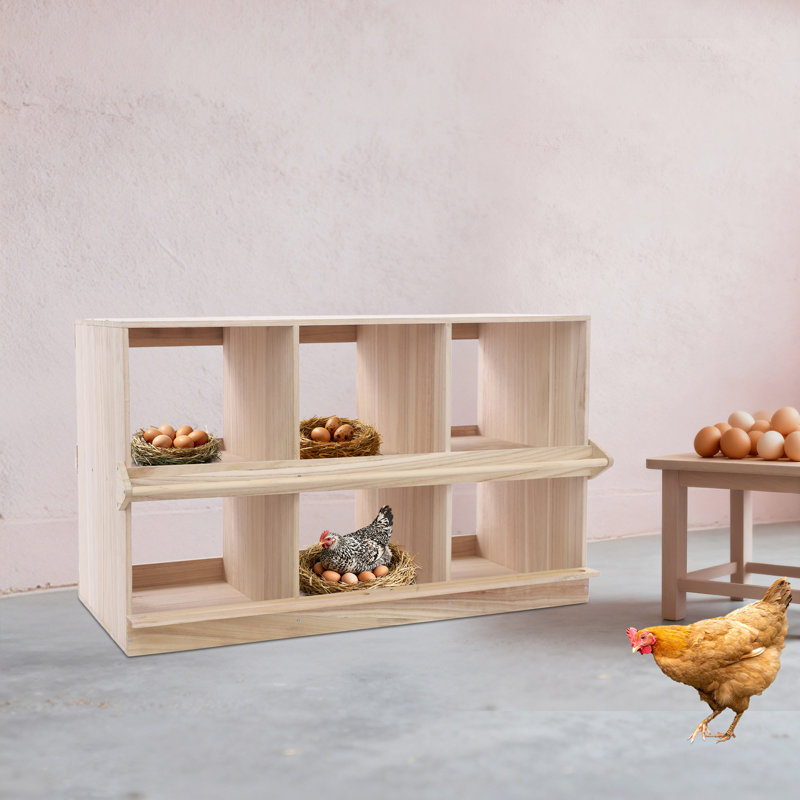 Ophelia & Co. 6 Hole Wood Nesting Box For Chickens | Wayfair